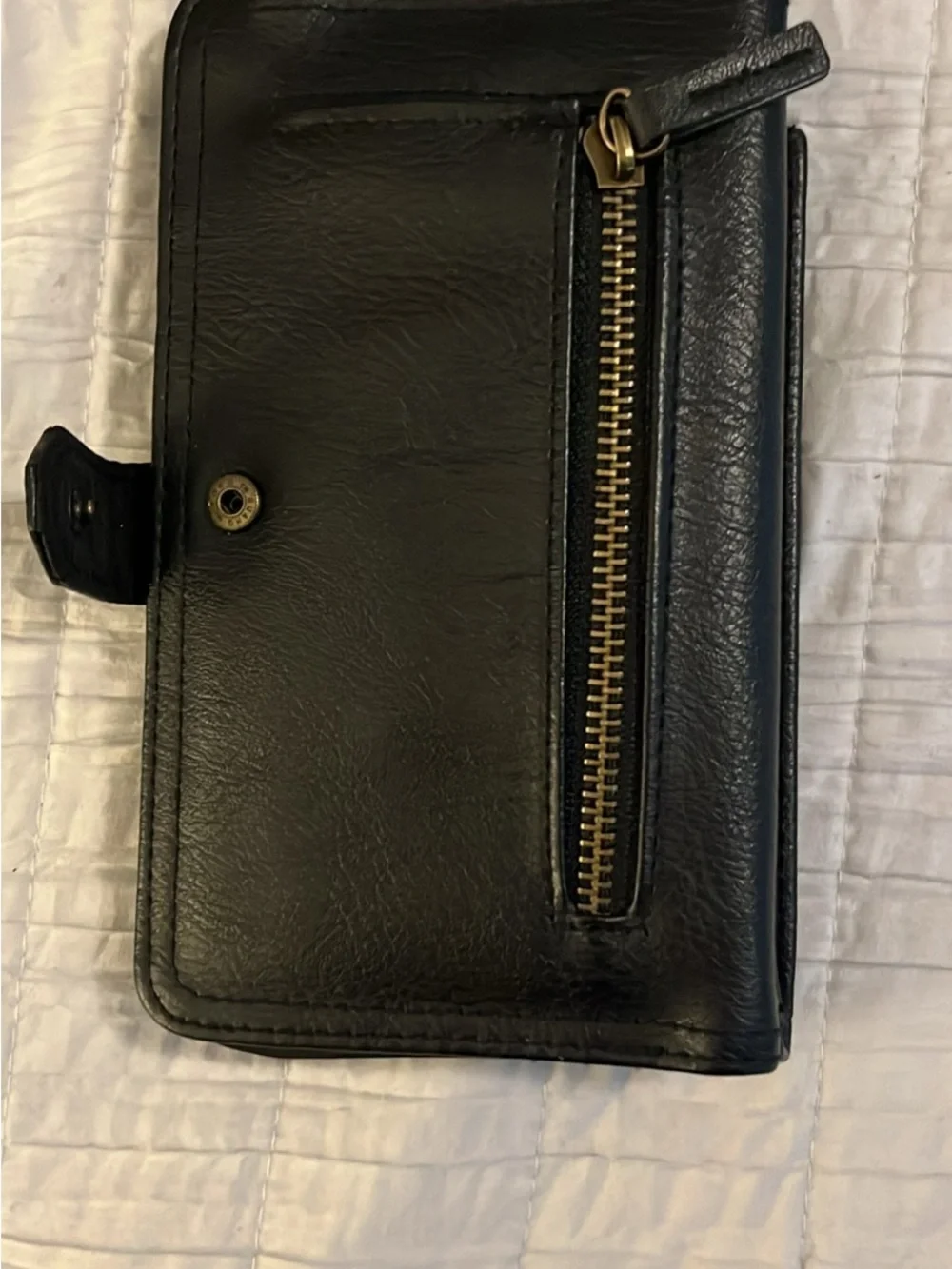 Black Leather Crossbody Phone Bag - Unbranded